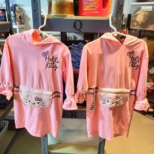 2-Vintage Hello Kitty Twin Girls Hooded Dresses